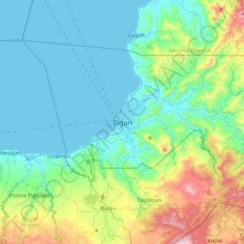 Iligan topographic map, elevation, relief.